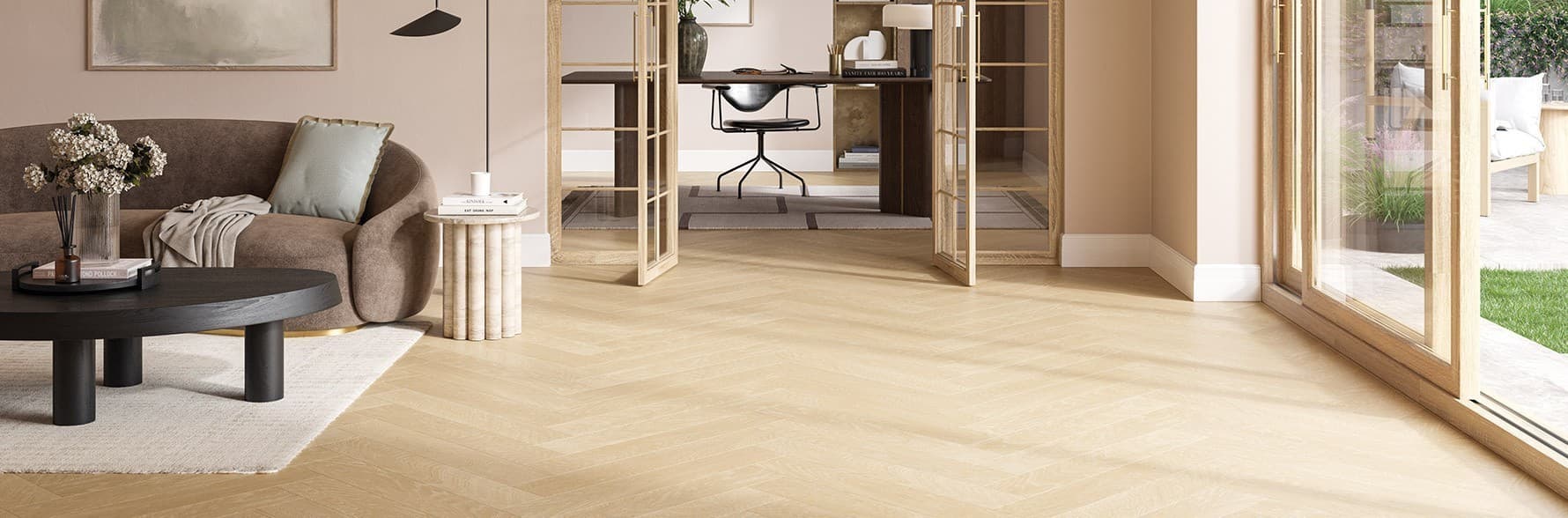 Ambiente con piso laminado europeo